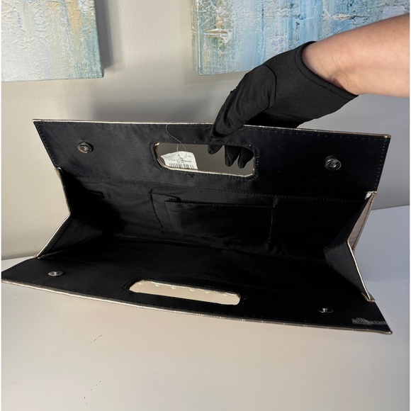 Rose Gold Metallic Clutch with Pearls - Picture 5 of 8